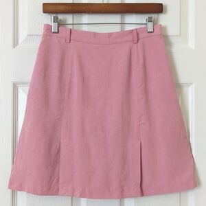 Bobby Chan 90's Vintage Leafy Jacquard Knit Silk High Waisted Mini Skort Pink 8
